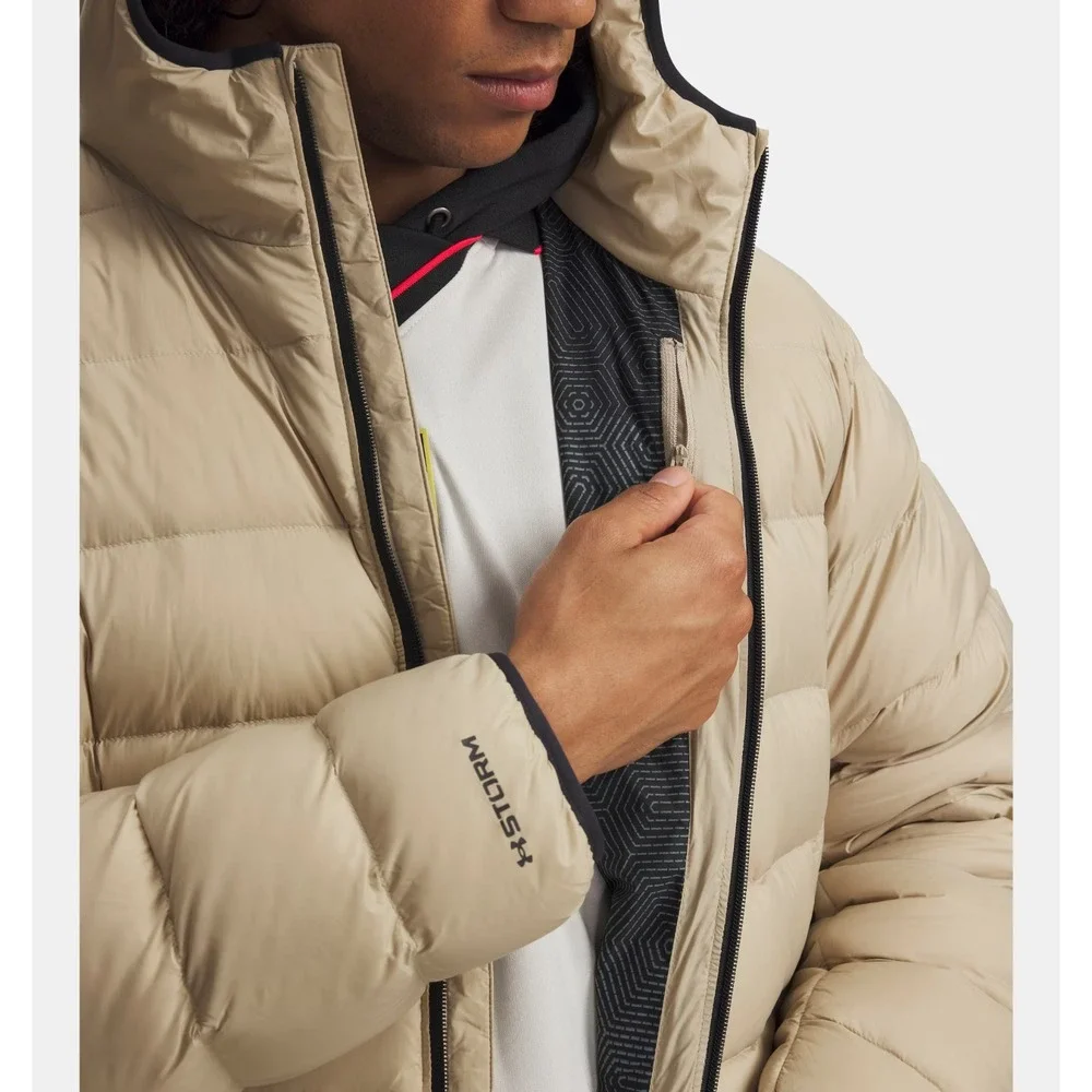 Under Armour® (Men's XL) Legend™ Hooded Down Jacket in Khaki/Black - $180